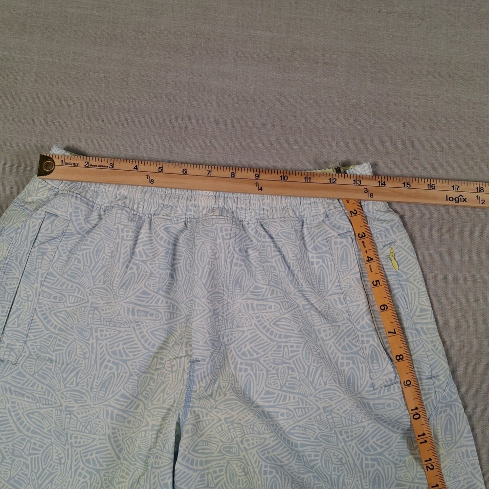 Birddogs Gym Shorts Men Medium Light Blue Geometric Leaf Print Lined Activewear - Picture 9 of 12
